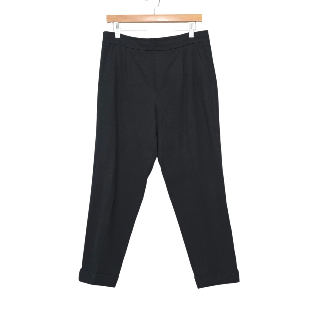 Vince Black Tapered Cuffed High Rise Trousers Pants Size Small‎ Italian Fabric